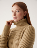 Ribbed Sparkly Roll Neck Longline Jumper