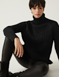 Ribbed Sparkly Roll Neck Longline Jumper
