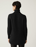 Ribbed Sparkly Roll Neck Longline Jumper