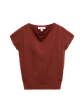 Draped Neck Knitted Top with Wool