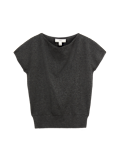 Draped Neck Knitted Top with Wool