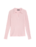 Ribbed Collared V-Neck Jumper