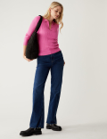 Ribbed Collared V-Neck Jumper