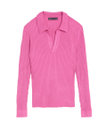 Ribbed Collared V-Neck Jumper