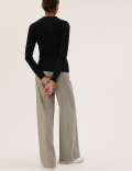 Ribbed Collared V-Neck Jumper