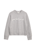 Slogan Crew Neck Jumper with Wool