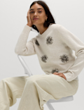 Gem Detail Embellished Jumper with Wool