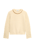 Chain Detail Crew Neck Jumper with Wool