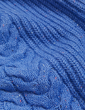 Cotton Rich Cable Knit V-Neck Cardigan