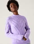 Textured Cable Knit Funnel Neck Jumper
