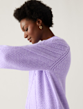Textured Cable Knit Funnel Neck Jumper