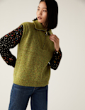Ribbed Funnel Neck Relaxed Knitted Vest