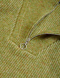Ribbed Funnel Neck Relaxed Knitted Vest