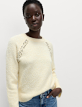 Boucle Embellished Jumper With Wool