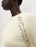 Boucle Embellished Jumper With Wool