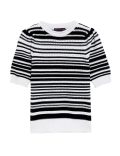 Cotton Rich Striped Crew Neck Knitted Top