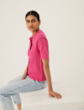 Cotton Rich Textured Collared Cardigan