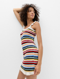 Cotton Rich Striped Knitted Mini Dress