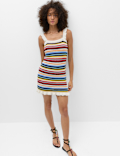 Cotton Rich Striped Knitted Mini Dress