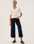 Cotton Rich V-Neck Short Sleeve Cardigan