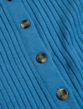 Ribbed Collared Button Through Knitted Top