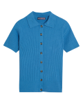 Ribbed Collared Button Through Knitted Top