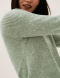 Ribbed Crew Neck Cardigan