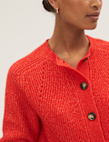 Ribbed Crew Neck Cardigan