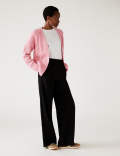 Recycled Blend Ribbed Relaxed Cardigan