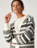 Recycled Blend Fair Isle V-Neck Cardigan