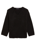 Textured V-Neck Relaxed Jumper