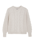 Cable Knit Crew Neck Jumper with Wool