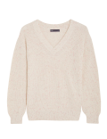 Textured V-Neck Jumper with Wool