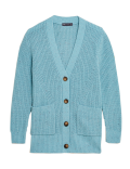 Cotton Rich Ribbed Longline Cardigan