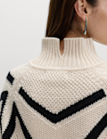 Textured Funnel Neck Jumper With Wool