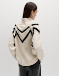 Textured Funnel Neck Jumper With Wool