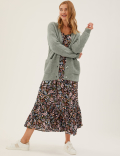 Ribbed V-Neck Relaxed Longline Cardigan