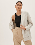 Ribbed V-Neck Relaxed Longline Cardigan