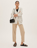 Ribbed V-Neck Relaxed Longline Cardigan