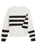 Ribbed Striped Crew Neck Relaxed Jumper