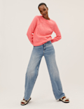 Ribbed Crew Neck Relaxed Jumper