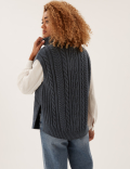 Cable Knit Roll Neck Sleeveless Jumper