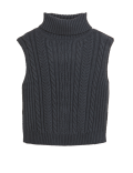 Cable Knit Roll Neck Sleeveless Jumper