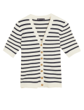 Cotton Rich Striped Ribbed V-Neck Cardigan