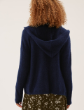 Cropped Hooded Cardigan with Wool