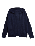 Cropped Hooded Cardigan with Wool