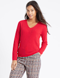 Soft Ribbed V-Neck Jumper