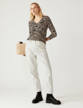Supersoft Animal Print V-Neck Jumper