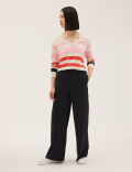 Supersoft Striped V-Neck Jumper