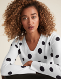 Supersoft Polka Dot V-Neck Jumper
